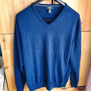 Callaway Men's Navy Blue Merino Wool V Neck Sweater size Large